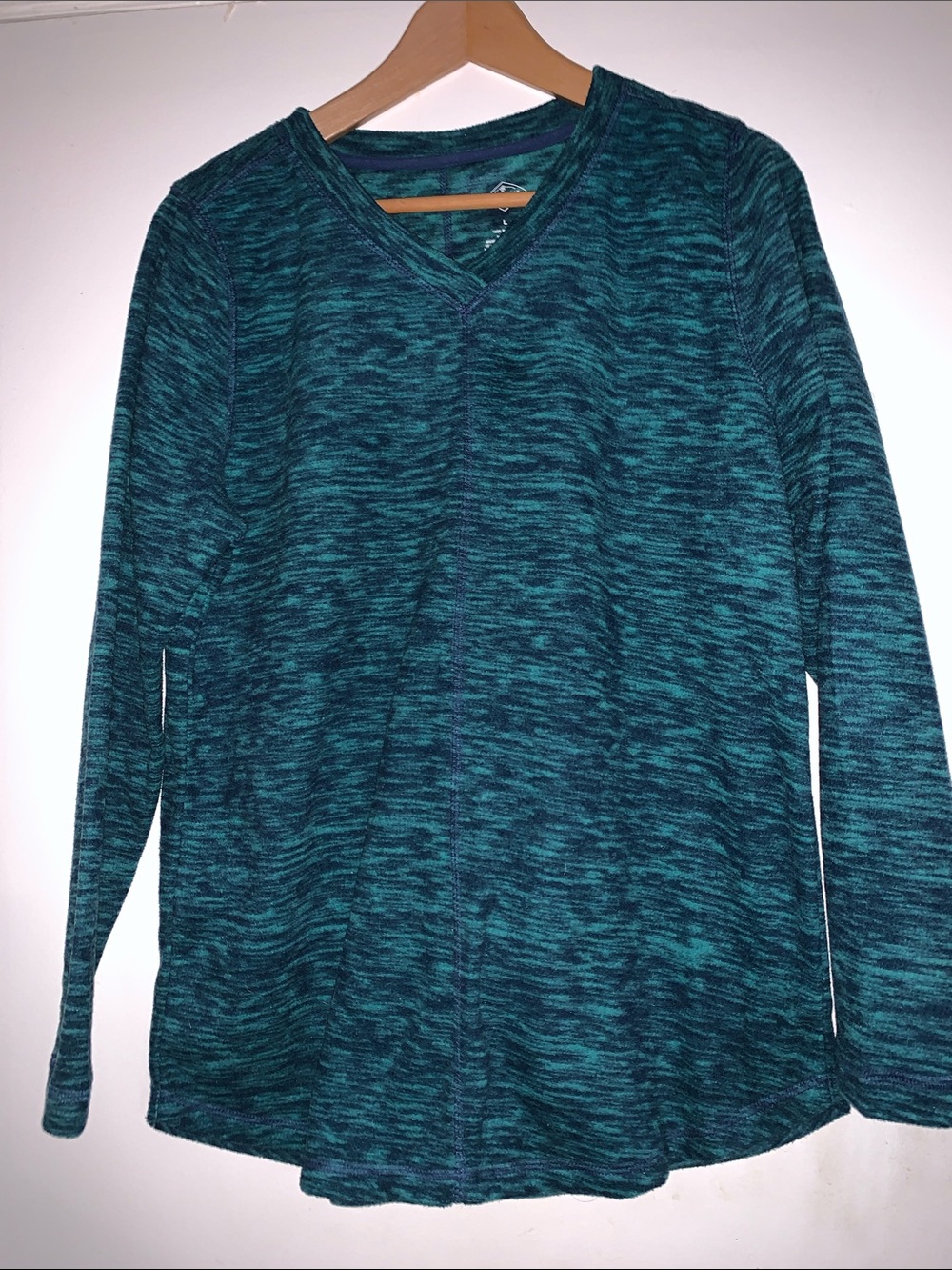 St. John's Bay Teal & Blue Marled V-Neck Pullover